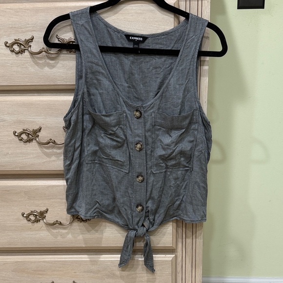 Express Charcoal Button-Front Tank Top - Picture 1 of 3